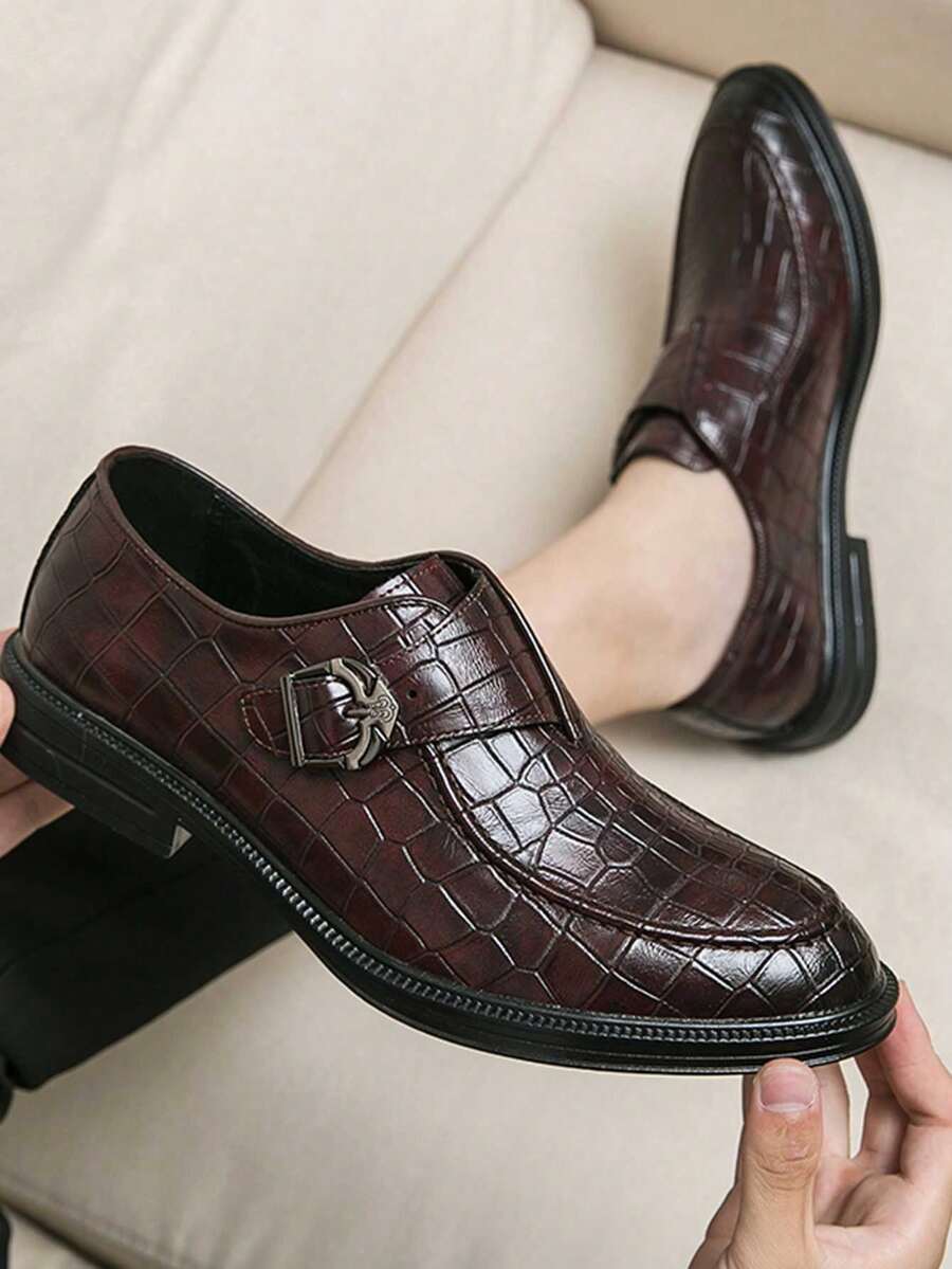 流苏设计正式平底格纹商务便鞋，英伦风格男士休闲正装鞋 - 棕色 - 查看 1