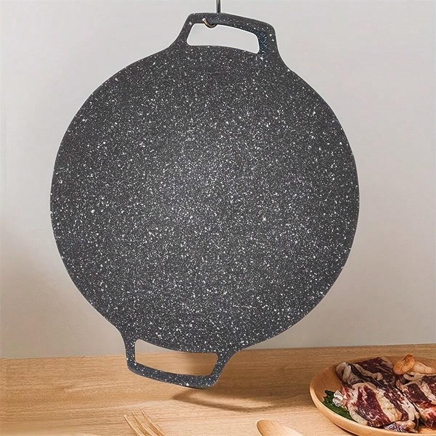 1 Pieza Sartén Antiadherente De Hierro Fundido (con Bolsa De Almacenamiento) Y Bandeja De Pizza, Sartén Antiadherente De Doble Mango Para Cocinar A La Parrilla Dosa, Pan De Maíz, Sartén Redonda A La Parrilla, Sartén Circular A La Parrilla, Con Mango, Sartén Multifuncional Para Carne, Panqueques Y Accesorios De Cocina