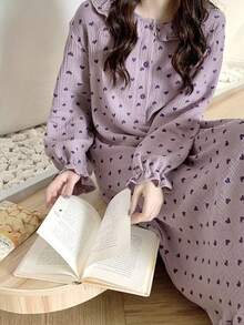 柔美女孩风格碎花日式女式睡袍/睡衣，轻便睡衣裙，时尚家居服，适合春夏秋季 - 彩色 - 查看 4