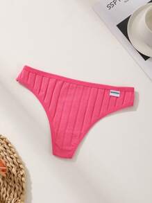 6 PCS Women's Cotton Thong Sexy Low Waist Seamless Pantiess Ribbed Solid Color Comfortable And Breathable Sports Underwear