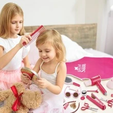 Juego De 46 Juguetes De Peluquería Para Niñas, Juego De juego de herramientas para niños/tocador de juguete para niña - Rosa - Ver 8