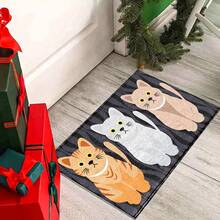 1 件舒适仿羊毛猫图案防滑地毯 - 非常适合浴室、厨房和入口 | 可机洗、吸水、防污 | 理想的家居装饰礼物 - 彩色 - 查看 6