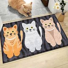 1 件舒适仿羊毛猫图案防滑地毯 - 非常适合浴室、厨房和入口 | 可机洗、吸水、防污 | 理想的家居装饰礼物 - 彩色 - 查看 7