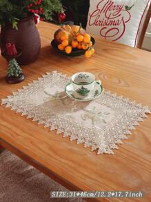 1 tấm khăn trải bàn thêu hình không khí Giáng sinh, vải lưới 100% Polyester dùng trang trí nhà bếp, bàn ăn, bàn làm việc, tủ trang điểm, tủ quần áo, phòng khách, phòng ngủ, ngoài trời, tiệc tùng, đám cưới - Nhiều màu - Xem 4