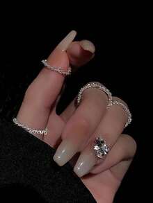 1 件银色毛毛虫戒指，女士款，防锈，简约设计，适合日常佩戴 - 亮銀毛毛蟲 - 查看 7