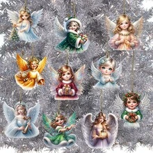 10 đồ trang trí treo bằng gỗ Giáng sinh dễ thương, hoàn hảo để trang trí cây thông Noel, trang trí tiệc Giáng sinh, quà tặng năm mới tuyệt vời nhất cho bạn bè - Nhiều màu - Xem 5