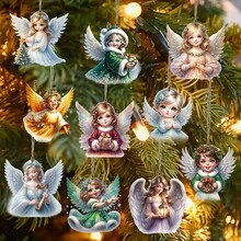 10 đồ trang trí treo bằng gỗ Giáng sinh dễ thương, hoàn hảo để trang trí cây thông Noel, trang trí tiệc Giáng sinh, quà tặng năm mới tuyệt vời nhất cho bạn bè - Nhiều màu - Xem 4