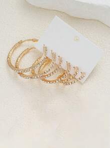 6pcs/12pcs Sets Of Minimalist Elegant Delicate Luxury Earrings, Small & Large Rhinestone-Encrusted Hoop Earrings