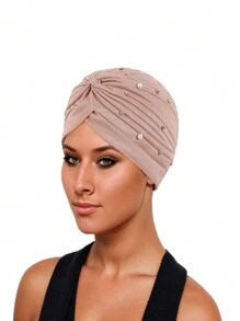 1 chiếc khăn trùm đầu/mũ bơi màu trơn thanh lịch dành cho nữ, thích hợp cho bơi lội, tắm, đội hàng ngày vào mùa đông thu, dùng để đội khi ngủ. - Nhiều màu - Xem 4