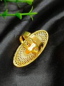 1 件椭圆形镀金铜戒指礼盒套装，女士时尚配饰，欧洲、婚礼、派对、迪拜、非洲圣诞礼物 - 金色 - 查看 3