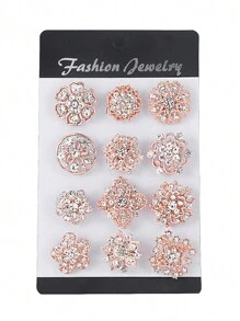 Bộ 12 trâm cài áo bằng hợp kim đính đá hoa nhiều màu, phong cách tối giản thời trang để đeo hàng ngày, phụ kiện ghim ngực cho áo khoác, áo khoác - Nhiều màu - Xem 15