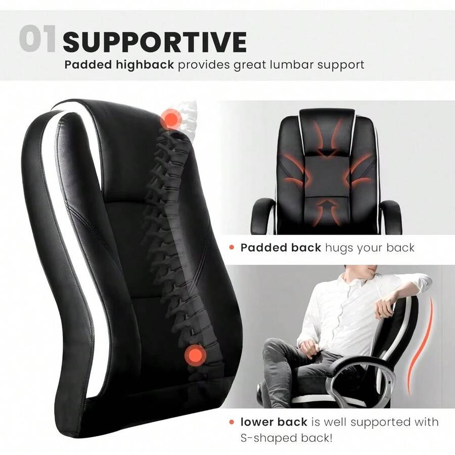 Office Chair Computer Desk Chair Gaming Ergonomic High Back Cushion