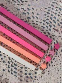 540 tiras de papel de origami de estrellas hechas a mano para tarjetas de regalo, decoración de fiestas, manualidades, estrellas de cinco puntas, papel para dibujar, papel rosado, kit de quilling de papel