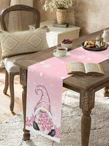Christmas Gnome Snowflake Pink Table Runner Holidays Party Decor Winter Xmas Table Dining Table Runner Christmas Decorations - Multicolor - View 4