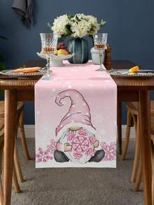 Christmas Gnome Snowflake Pink Table Runner Holidays Party Decor Winter Xmas Table Dining Table Runner Christmas Decorations - Multicolor - View 3