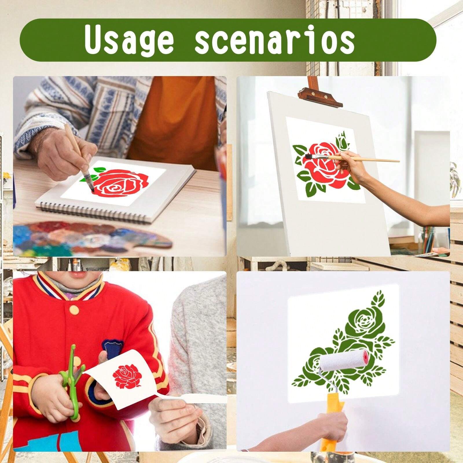 25Pcs Rose Flower Stencils 6inch Reusable Rose Stencils For Painting On