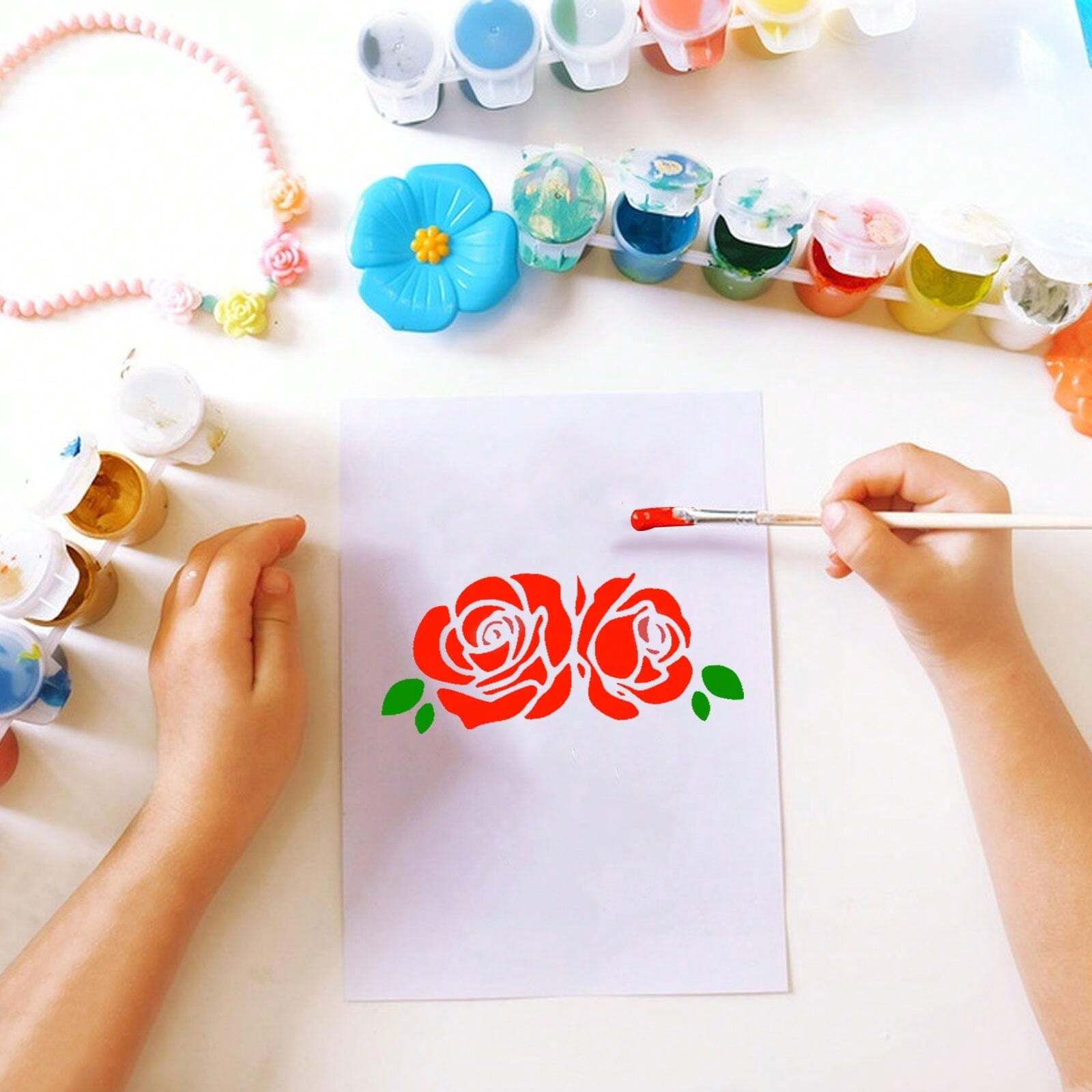 25Pcs Rose Flower Stencils 6inch Reusable Rose Stencils For Painting On