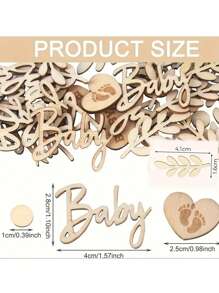 100pcs Random Wooden Confetti Decor For Baby Shower Party, Alphabet Letter Growth Photo Props