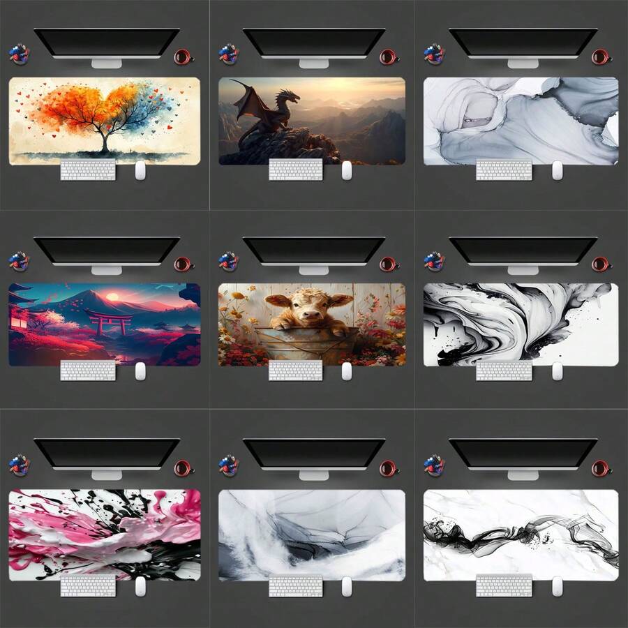 1 件大理石岛乡村场景和飞龙 3D 图形防滑鼠标垫，3 种尺寸可选 - 多色1 - 查看 1