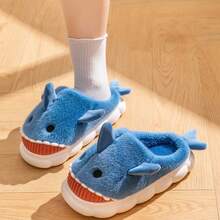 Casual Fluffy Slippers Women Home Flats Cute Cartoon Designer Shoes Girls Fashion Winter Platform Slipper House Warm Footwear - Deep Blue - View 3