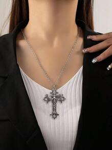 Dây chuyền mặt thép không gỉ họa tiết đầu lâu bướm & bướm đêm phong cách Gothic cổ điển, Y2K - Bạc - Xem 2