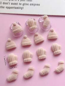 30 phụ kiện trang trí móng tay, mũ, găng tay, vớ họa tiết nhung 3D màu rám nắng, phù hợp với móng tay ngắn và dài, nghệ thuật làm móng ba lê, phụ kiện tự làm phong cách dễ thương cho móng tay mùa thu/đông - Nhiều màu - Xem 6