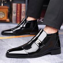 Large Men's Business Retro High Top Buckle Casual Shoes, Comfortable, Non Slip, Durable Rubber Sole Formal Men's Shoes - 黑色 - 查看 4