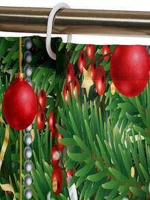 1 件/4 件圣诞快乐牦牛圣诞老人礼物多功能防水浴室装饰套装：带 12 个挂钩的浴帘、防滑浴垫、U 型马桶垫和圆形马桶座套，适合各种场景的冬季装饰 - 彩色 - 查看 10