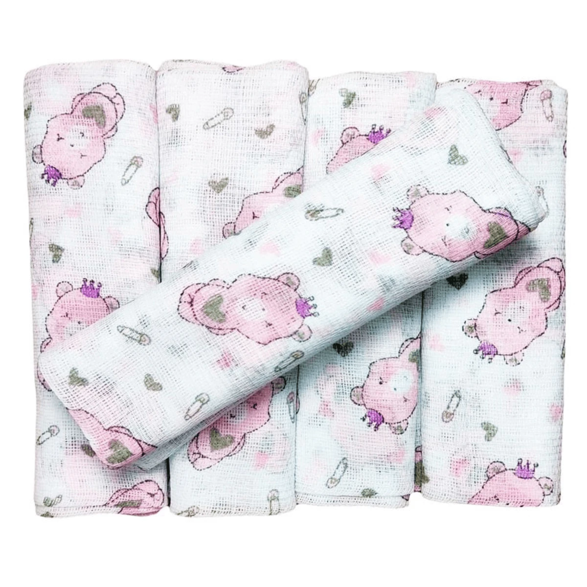 Kit 5 Units Baby Cloth Diaper Minasrey 60x60cm 100% Cotton - nữ tính - Xem 1