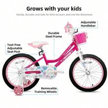 JOY STAR JOYSTAR Angel 12"14"16"18"20"24" Kids Bike For 2-12 Years Old Girls & Boys, 12/14/16/18/20 Inch Children's Bicycle With Training Wheels & Basket, 18/20/24 In Girls Bicycle With Kickstand, Pink/Blue/DeepPink/Blue - 玫紅色 - 查看 7
