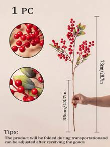 1PC Longo 73cm 12 Ramos Holly Fruit Decorações de Natal Decorações de Ano Novo Materiais para Árvores de Natal Decorações de Ação de Graças Tema de Natal de Inverno Estilo, Resistente ao Desbotamento - Para Decoração de Casa, Vasos, Casamentos, Festas, Salas de Estar, Adereços de Tiro, Festas de Aniversário, Materiais para Bolos, Adereços de Tiro
