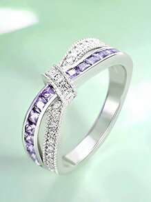 1 pièce Bague en argent sterling 925 de luxe avec zirconium cubique. Bijoux de mariage pour femmes, bijouterie fine