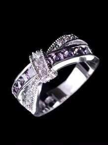 1 pièce Bague en argent sterling 925 de luxe avec zirconium cubique. Bijoux de mariage pour femmes, bijouterie fine