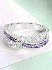 1 pièce Bague en argent sterling 925 de luxe avec zirconium cubique. Bijoux de mariage pour femmes, bijouterie fine