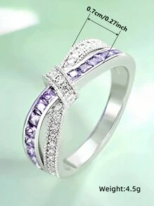 1 pièce Bague en argent sterling 925 de luxe avec zirconium cubique. Bijoux de mariage pour femmes, bijouterie fine