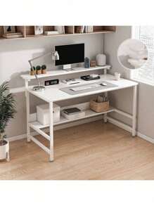 Escritorio Office Para Home Ejecutivo Estudiantil 110x45 Cm Escritorio Minimalista,escritorio Para Computadora Con Marco De Soporte,escritorio Industrial Con Estante De Almacenamiento - Blanco - Ver 7