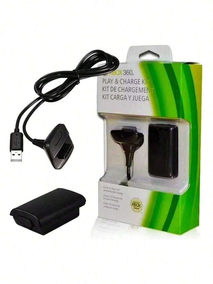 Kit Bateria P/ Controle Xbox 360 + Carregador 1 Em 2 - Multicolorido - Visão 1