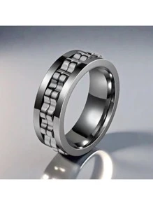1pc Fashion Titanium Steel Rotation Ring, Personalized Swivel Gear Design Ring, Anxiety Relief Ring, Suitable For Men, Casual Business, Party, Gifts