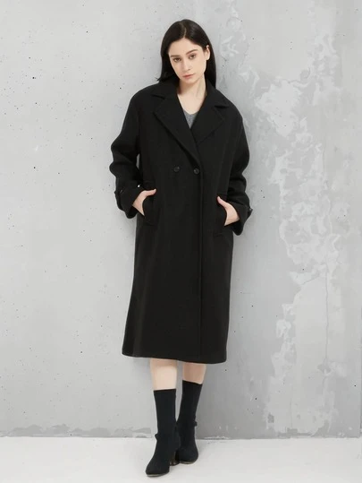 Women's Classic Black Overcoat - Autumn Winter New Fashion Thick Warm Long Overcoat