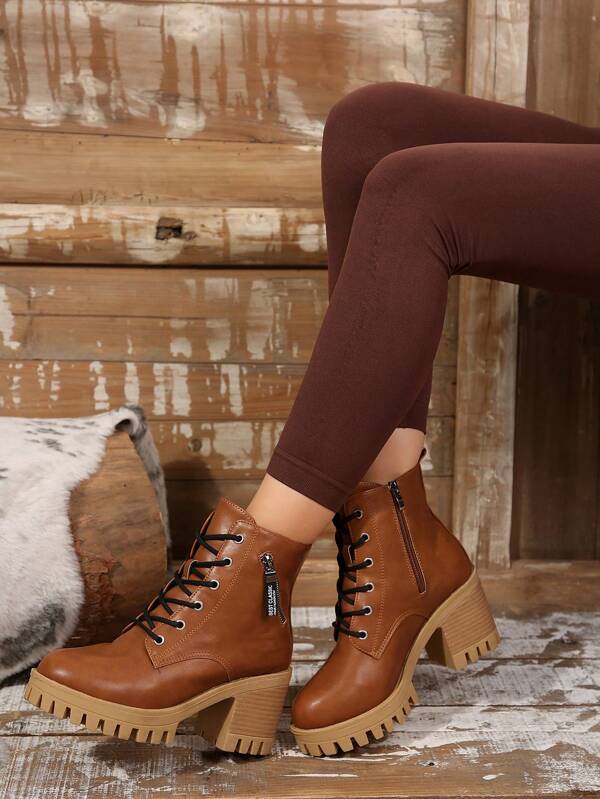 Perfect With Tops,New Thick Sole Waterproof Platform Ankle Boots For Women, Chunky Heel High Heel, Fashion Versatile Boots For Autumn/Winter
