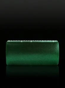Sparkling Luxury Crystal Decorated Women's Evening Clutch, Matching Crystal Bracelet, Necklace, Earrings Set, Fashionable Elegant Shoulder Bag And Chain Crossbody Bag, Suitable For Party Girls, Ladies, Brides, Perfect For Parties, Weddings, Balls, Galas. Best New Year And Valentine's Day Gift Set. Tready Party Bag, Perfectly Suitable For Parties, Weddings, Balls, Galas. - Green - View 8