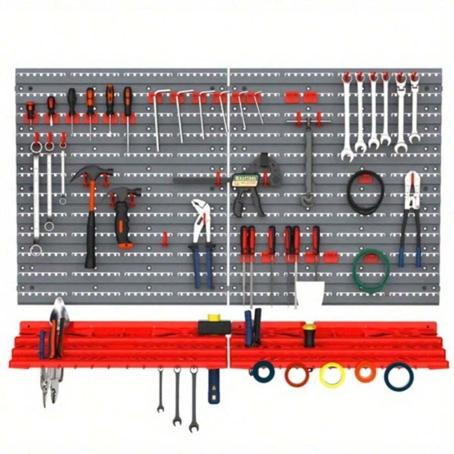 54 Piece Tool Storage Rack With 50 Hooks, Pegboard And Shelf Tool