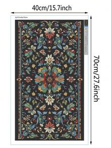 1 件 40x70cm/15.75x27.56 英寸复古花卉图腾钻石画套装，DIY 钻石刺绣工艺艺术品，适用于家居装饰，圆形亚克力钻石，花卉主题钻石艺术礼品套装 - 彩色 - 查看 2