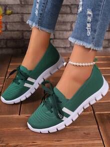 Giày thể thao đế bằng thời trang mới cho nữ, giày lười chống trượt thoải mái - màu xanh lá - Xem 5