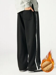 Quần dài ống đứng có dây rút lót nhiệt cỡ lớn thường ngày - màu đen - Xem 5