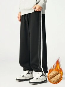 Quần dài ống đứng có dây rút lót nhiệt cỡ lớn thường ngày - màu đen - Xem 6