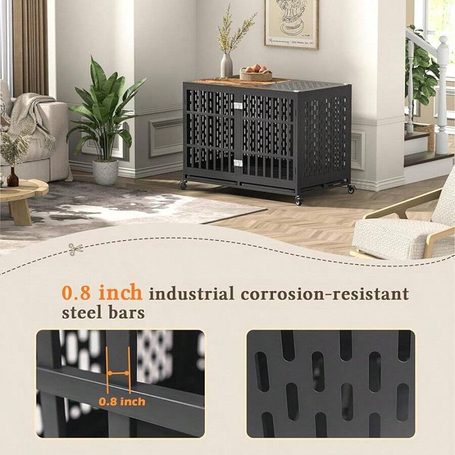 48inch Heavy Duty Dog Crate Compatible With Optional Divider, Extra