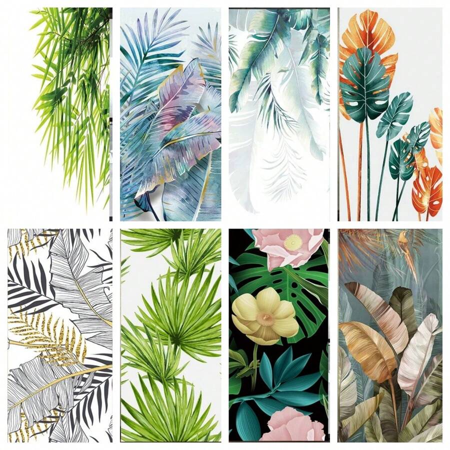 绿叶门贴纸热带棕榈叶门贴花可移除天然植物壁画海报壁纸客厅卧室装饰 - 7 - 查看 1