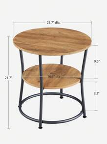 VASAGLE Side Table, Round End Table With 2 Shelves For Living Room, Bedroom, Small Table With Steel Frame For Smaller Spaces - Rust Brown - View 7