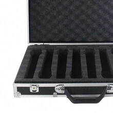 1 Hộp đựng micro không dây cầm tay bằng nhôm 8 khe, Hộp nhôm gia cố, Phù hợp với micro 4/8, Vỏ chống sốc hàng không, Túi xách micro màu đen, Hộp đựng micro bằng hợp kim, Vỏ bảo vệ hấp thụ sốc bằng xốp - màu đen - Xem 3